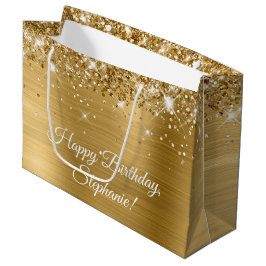 Glittery Gold Gepersonaliseerde Happy Birthday Groot Cadeauzakje