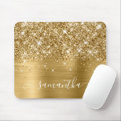 Glittery Gold Girly Handtekening Calligrafie Muismat (Met muis)