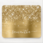 Glittery Gold Girly Handtekening Calligrafie Muismat (Voorkant)