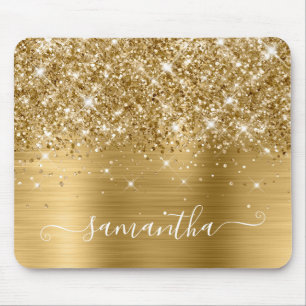 Glittery Gold Girly Handtekening Calligrafie Muismat