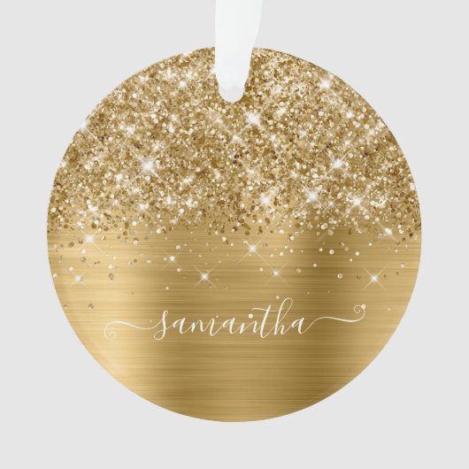 Glittery Gold Girly Handtekening Calligrafie Ornament (voorkant)