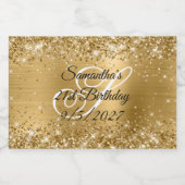Glittery Gold Glam 21st verjaardag Sparkling Wijnetiket (Enkel label)