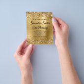 Glittery Gold Glam 30th Birthday Invite Flyer (Hand)