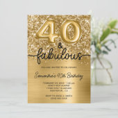 Glittery Gold Glam 40 en Fabulous Kaart (Staand voorkant)