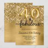 Glittery Gold Glam 40 en Fabulous Kaart (Voorkant / Achterkant)