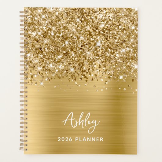 Glittery Gold Glam - Aangepast 2023 Planner (Voorkant)