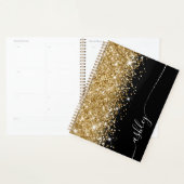 Glittery Gold Glam Black en White Elegant Script Planner (Display)