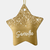 Glittery Gold Glam Brush Script Name Keramisch Ornament (Links)