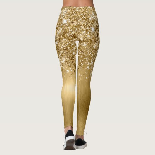 Glittery Gold Glam Brush Script Name Leggings (Achterkant)