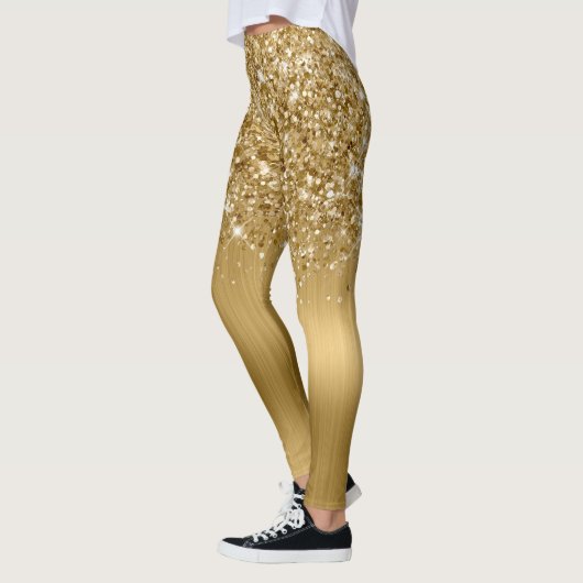 Glittery Gold Glam Brush Script Name Leggings (Links)