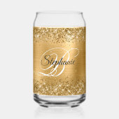 Glittery Gold Glam Fancy Monogram Blikvorm Glas (Voorkant)