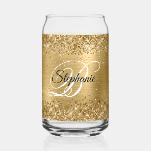 Glittery Gold Glam Fancy Monogram Blikvorm Glas