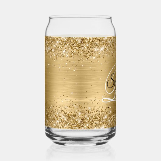 Glittery Gold Glam Fancy Monogram Blikvorm Glas (Rechts)