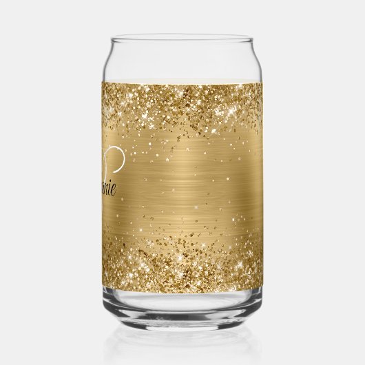 Glittery Gold Glam Fancy Monogram Blikvorm Glas (Links)