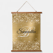 Glittery Gold Glam Fancy Monogram Hangend Wandkleed (Voorkant)