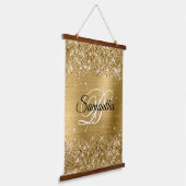 Glittery Gold Glam Fancy Monogram Hangend Wandkleed (Gebogen)