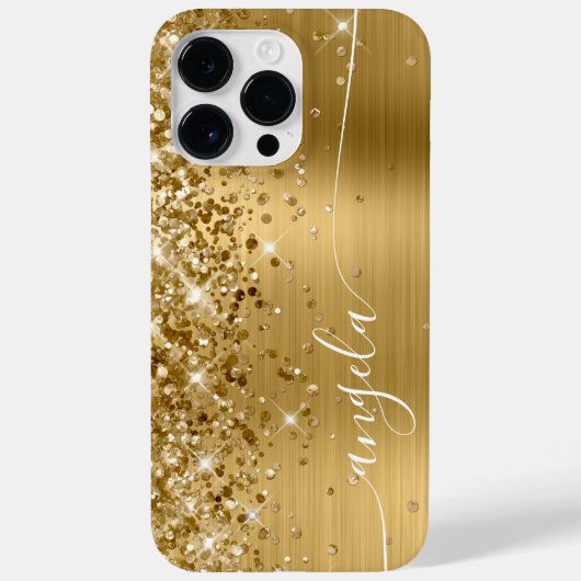 Glittery Gold Glam Handtekening Case-Mate iPhone Case (Achterkant)
