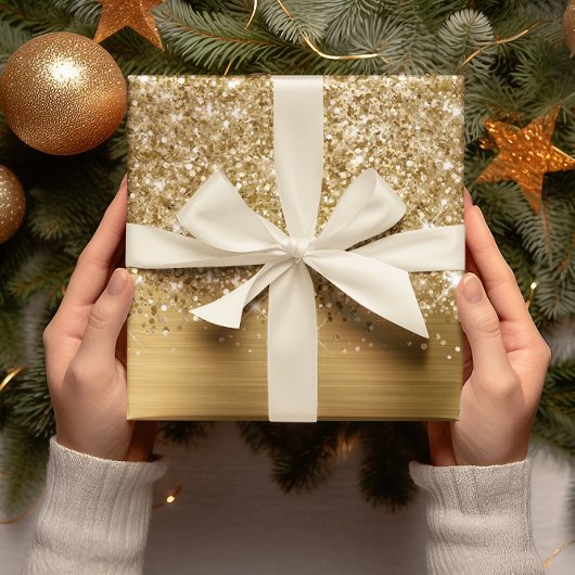Glittery Gold Glam Inpakpapier Vel