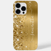 Glittery Gold Glam Modern Girly Handtekening Case-Mate iPhone Case (Achterkant)