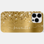 Glittery Gold Glam Modern Girly Handtekening Case-Mate iPhone Case (Achterkant (horizontaal))