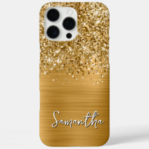 Glittery Gold Glam Moderne naam iPhone 16 Pro Max Hoesje