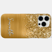 Glittery Gold Glam Moderne naam Case-Mate iPhone Case (Achterkant (horizontaal))