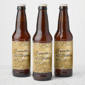 Glittery Gold Glam Monogram 21ste verjaardag Bier Etiket (Flessen)