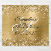 Glittery Gold Glam Monogram 21ste verjaardag Bier Etiket (Enkel label)