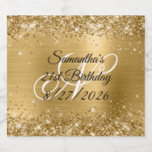 Glittery Gold Glam Monogram 21ste verjaardag Sparkling Wijnetiket (Enkel label)