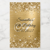 Glittery Gold Glam Monogram 50e verjaardag Voedselcontainer Etiket (Enkel label)