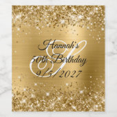Glittery Gold Glam Monogram 50e verjaardag Wijn Etiket (Enkel label)