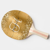 Glittery Gold Glam Monogrammed Tafeltennisbatje (Zijkant)