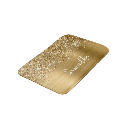 Glittery Gold Glam Name Badmat (Gekanteld)
