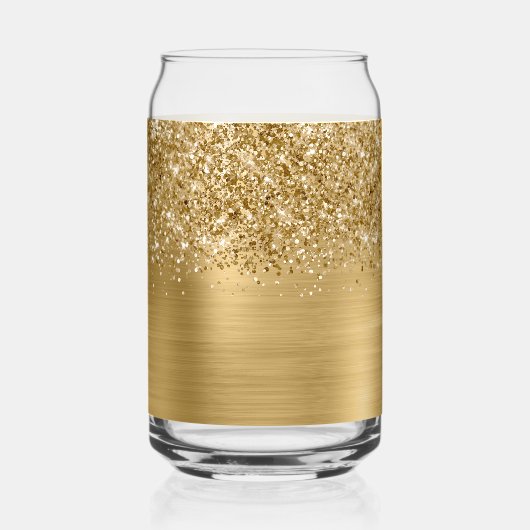 Glittery Gold Glam Name Blikvorm Glas (Achterkant)