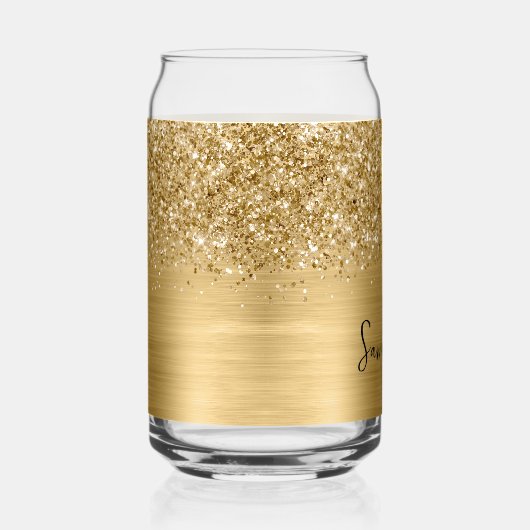 Glittery Gold Glam Name Blikvorm Glas (Rechts)