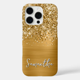Glittery Gold Glam Name iPhone 16 Pro Hoesje