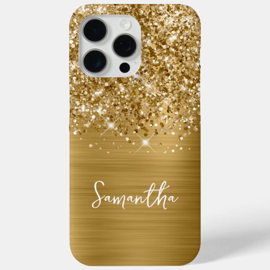 Glittery Gold Glam Name Case-Mate iPhone Case (Achterkant)