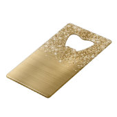 Glittery Gold Glam Name Creditkaart Flessenopener (Achterkant Gekanteld)
