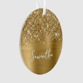 Glittery Gold Glam Name Foto Ornament (voorkant)