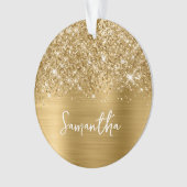 Glittery Gold Glam Name Foto Ornament (voorkant)