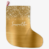 Glittery Gold Glam Name Grote Kerstsok (Voorkant)