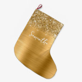 Glittery Gold Glam Name Grote Kerstsok (Voorkant (Hangend))