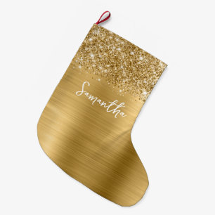 Glittery Gold Glam Name Grote Kerstsok