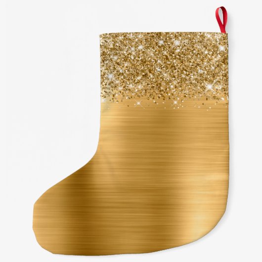 Glittery Gold Glam Name Grote Kerstsok (Achterkant)
