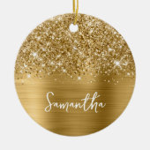Glittery Gold Glam Name Keramisch Ornament (Voorkant)