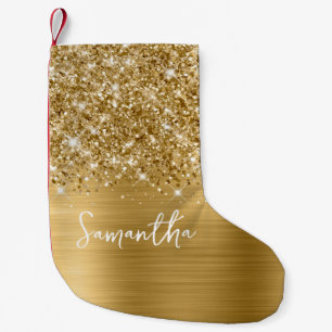 Glittery Gold Glam Name Kleine Kerstsok