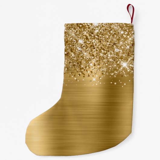 Glittery Gold Glam Name Kleine Kerstsok (Achterkant)