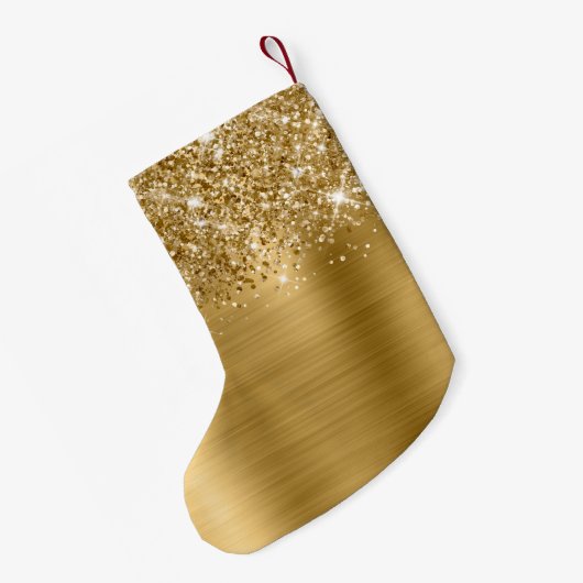 Glittery Gold Glam Name Kleine Kerstsok (Achterkant (Hangend))