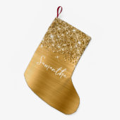 Glittery Gold Glam Name Kleine Kerstsok (Voorkant (Hangend))