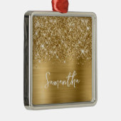 Glittery Gold Glam Name Metalen Ornament (Rechts)